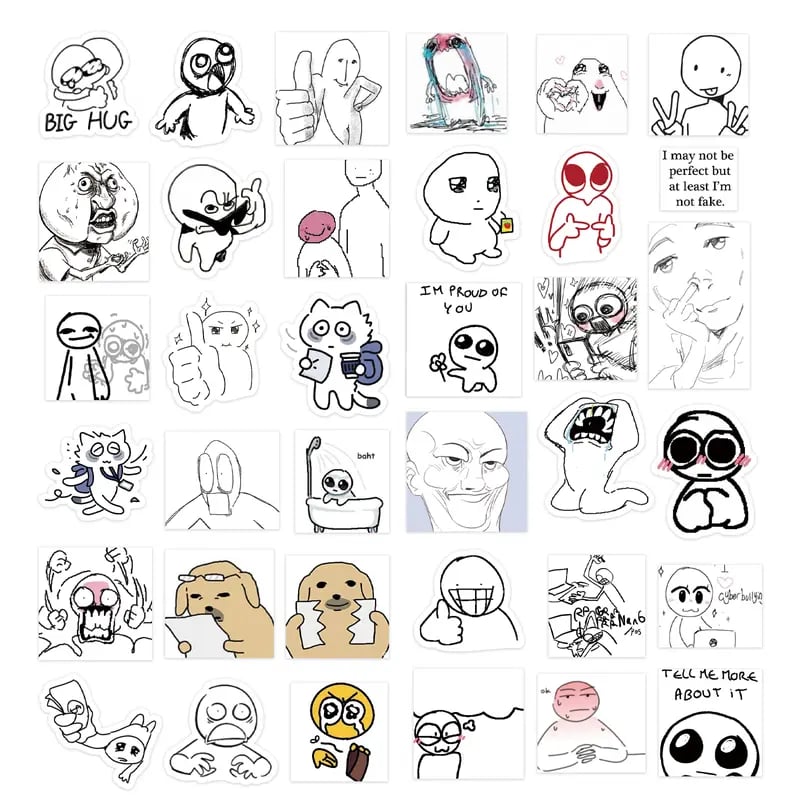 ✨Doodle Meme Sticker Book - 460 Hand Drawn Stickers for Journaling Express Your Mood & Internet Vibes detail view